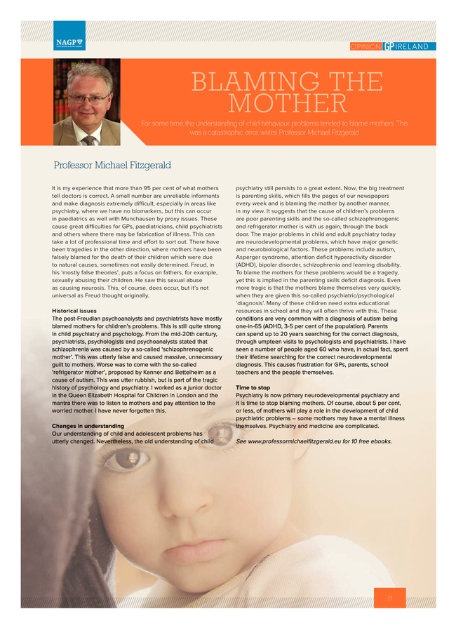 Blaming the Mother Article by Prof. Michael Fitzgerald - Opinion GP Ireland